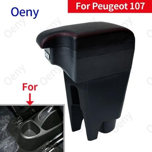 For Peugeot 107 Armrest Interior Parts special Retrofit parts Car Armrest Center Storage box USB LED
