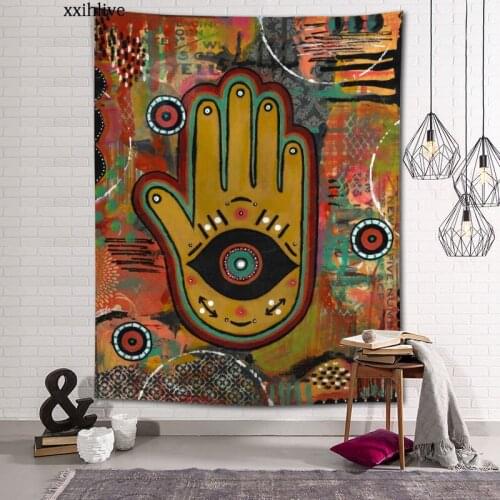Customized Hamsa Hand Hanging Fabric Background Wall Covering Home Decoration Blanket Tapestry Bedroom,Living Room Wall Decor