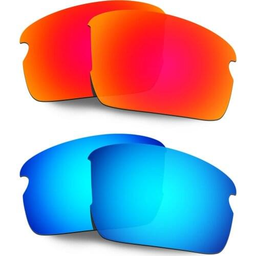 HKUCO Polarized Replacement Lenses For Flak 2.0 Asian Fit OO9271 Sunglasses Red/Blue 2 Pairs