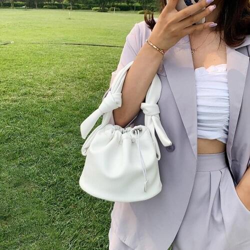 Casual Drawstring Bucket Bags For Women 2020 fashion Shoulder Crossbody Bag Female Handbags and Purses Lady Solid Color HandBag