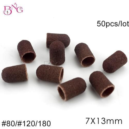 50pcs/lot 7x13mm Sanding Bands Block Caps without Grip Manicure Pedicure Tools Electric Nail Drill Polishing Accessories
