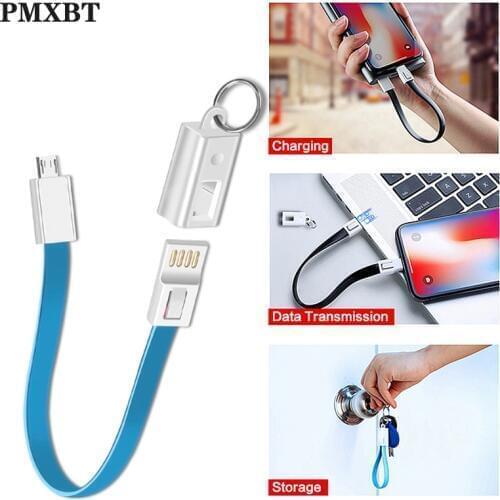 Keychain USB Fast Charger Sync Data Cable For Xiaomi 9 Type-C Micro USB C Short Cable Bag Pendant Key Chain Mobile Phone Cables