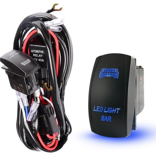 YUNPICAR 500W LED Light Bar Wiring Harness Kit REAR LIGHTS 12V 3Pin Rocker Switch Laser On Off 40A Waterproof Switch Power Relay