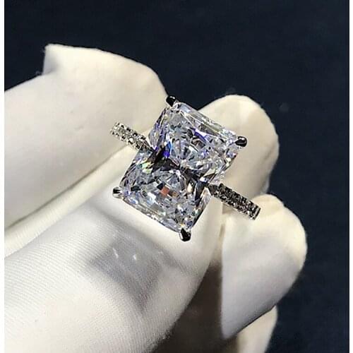 Luxury Radiant Cut 3ct Lab Diamond Ring 925 sterling silver Bijou Engagement Wedding band Rings for Women Bridal Party Jewelry