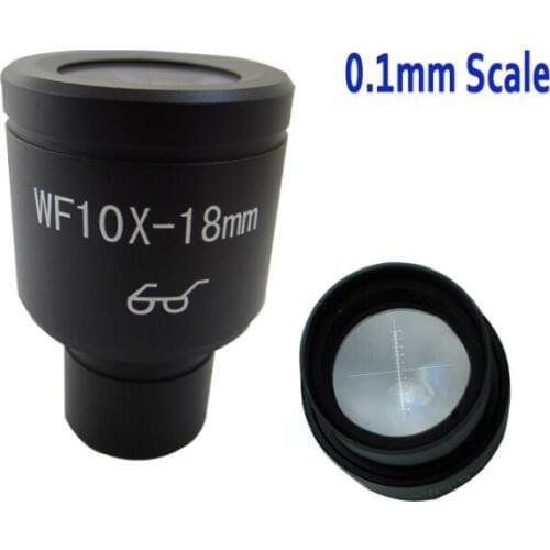 1pc WF10X/18mm High Eyepoint Biological Microscope Eyepiece Lens Graduated Scale Reticle Ruler 0.1mm and Mounting Size 23.2mm
