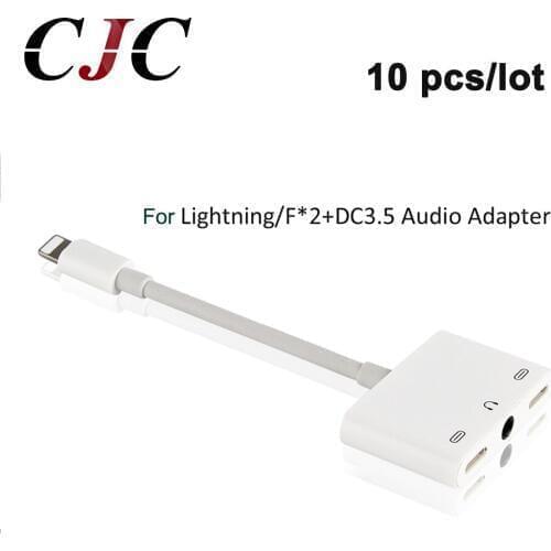 10x For Lightning to 3.5 Audio With 2 Lightning Adapter For iPhone 7 8 plus