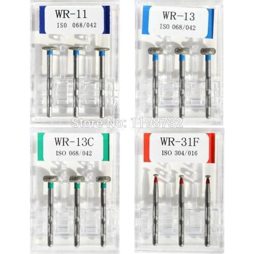 15Pcs / 5Boxes Dental Diamond Burs WR-11 / WR-13 / WR-13C / WR-31F Polisher Drill Dia-Burs High Speed Handpiece Dentist Burrs