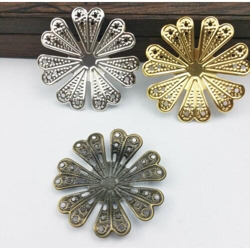 20pcs 39mm Filigree flower Wraps Metal Charms For Embellishment Scrapbook DIY Jewelry Metal Craft Cosplay accessories