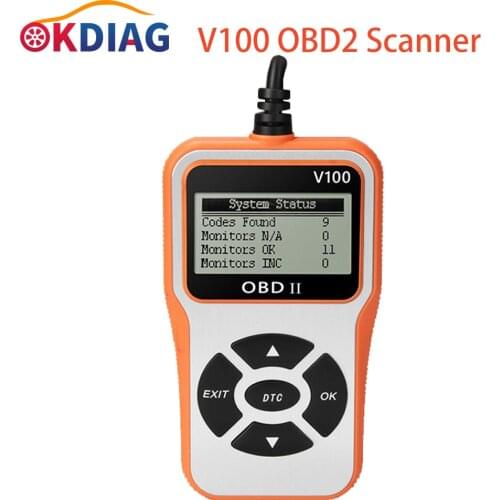 2021 V100 OBD2 Auto Scanner Handheld Multi-functional Durable Portable 6 Language Backlit LCD OBD II Car Diagnostic Tool Scanner