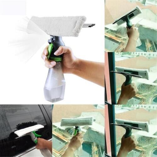 3 In 1 Window Cleaner Spray Bottle Wiper Squeegee Microfiber Cloth Pad Kit Car Cleaning Care Tool Car Wiper Spray Glass Brush