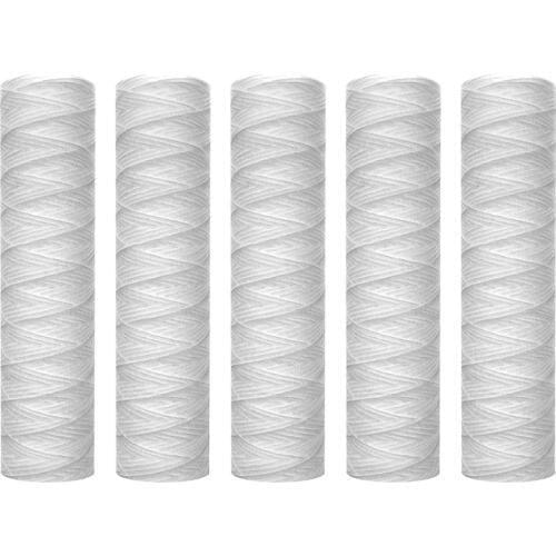 5 Micrometre 10 x 2.5 Inch String Wound Sediment Water Filter Cartridge Whole House Sediment Filtration, Universal Replacement f