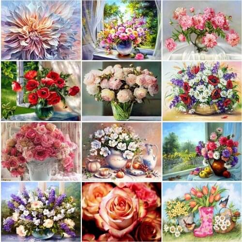 5D DIY Diamond Painting Flower Cross Stitch Diamond Embroidery Rhinestone Mosaic Wall Art Picture Home Decoration Gift
