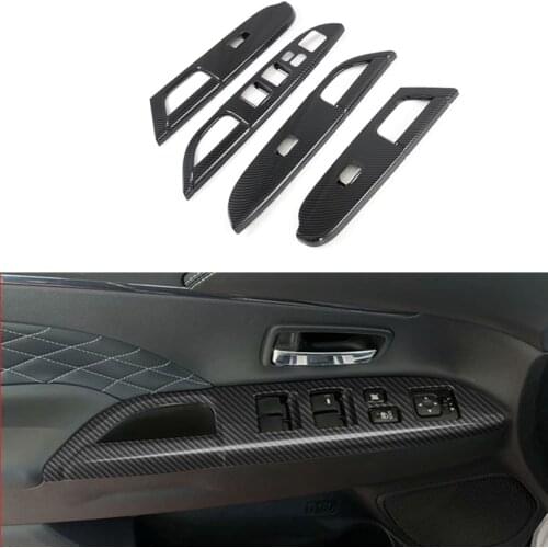 Accessories For Mitsubishi ASX 2020 2021 Carbon fiber Drawing Inner Door Armrest Window Lift Switch Button Panel ABS Trim