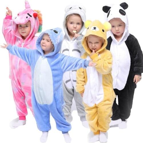 Anime Pajamas Tiger Kids Pajamas Unicorn Children’s Pajamas Animal Cartoon Baby Clothing Winter Boys Girls Licorne Onesie