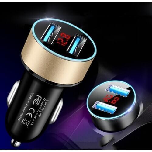 Car Charger 2 Port LCD Display 12-24V Cigarette Socket Lighter Dual USB Professional QC3.0 Fast Charging for Smart Phone