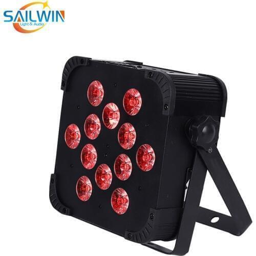 BIG SALE 12*18W 6IN1 RGBAW+UV DMX512 Wireless IRC Remote LED Flat Par Can Mini Stage Light Projector For Wedding Party