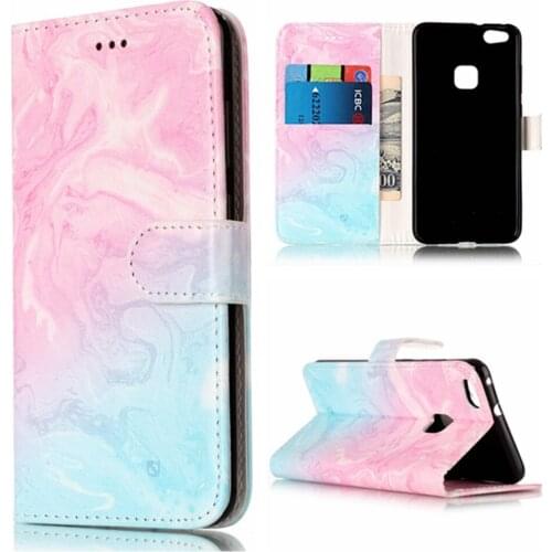 Go2linK Cover for Huawei P10 Phone Case Marble Design Grain Leather Wallet Phone Case for Huawei P10Lite Phone Bag