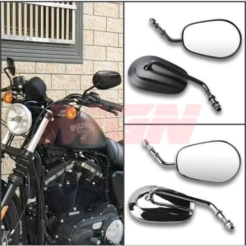 Black Tapered Teardrop Rearview Mirrors For Harley Davidson Cruiser Chopper Custom XL883 Street Bob Touring