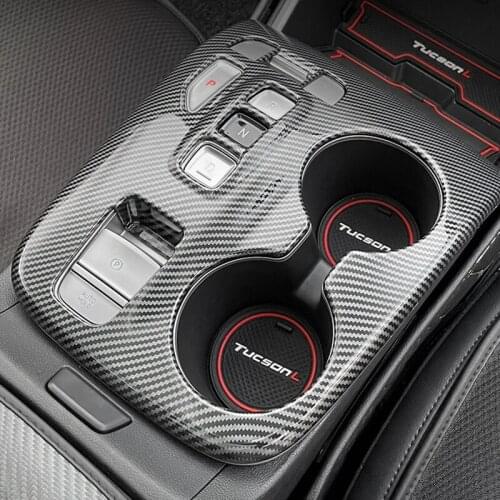 For Hyundai Tucson NX4 2021 2022 Interior Carbon fiber Drawing Transmassion Shift Gear Panel Cover Frame