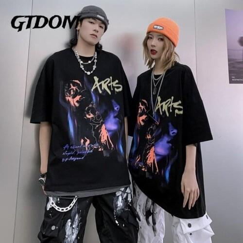 GTDOM Couple 2021 Summer New T-shirts Cotton American Style High Street Letter Print Short Sleeve O-Neck Loose Casual T-shirt