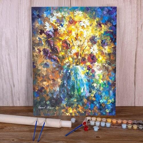 Simple Flowers Painting By Numbers Set Acrylic Paints 40*50 Oil Painting Loft Picture For Children Handicraft Handiwork