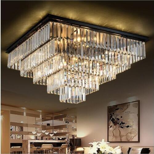 L Modern minimalist retro atmosphere living room lamp square crystal lamp ceiling lamp bedroom dining room lighting fixtures