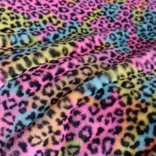 Leopard Rainbow Printed Plush Fabric Animal Quilting Patchwork Squares Bundle Sewing Craft for Handmade Craft Making DIY Cosplay