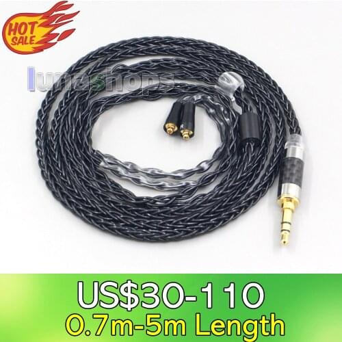 LN007018 4.4mm XLR 8 Core Silver Plated Black Earphone Cable For Westone W40 W50 W60 UM10 UM20 UM30 UM40 UM50 Pro