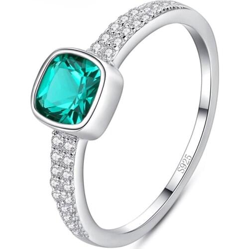 Trendy 100% 925 Sterling Silver Cut Emerald Engagement Rings For Women High Carbon Diamond New Party Jewelry Fine Jewelry Gift