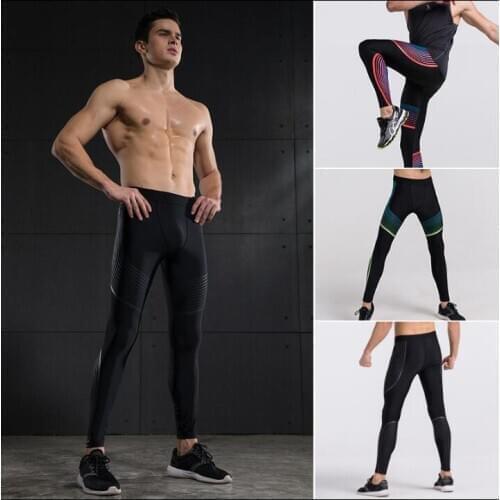 2016 Mens Fitness Leggings Workout Pants Panelled Ladies High Waist Leggins Quick-drying Wear Trousers