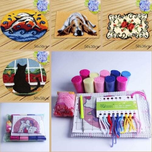 Knooppakket Knoopkussen Dieren Latch Hook Rug Kit DIY Kussen Embroidery Carpet Cushion Latch Hook Tapijt Foamiran For Needlework