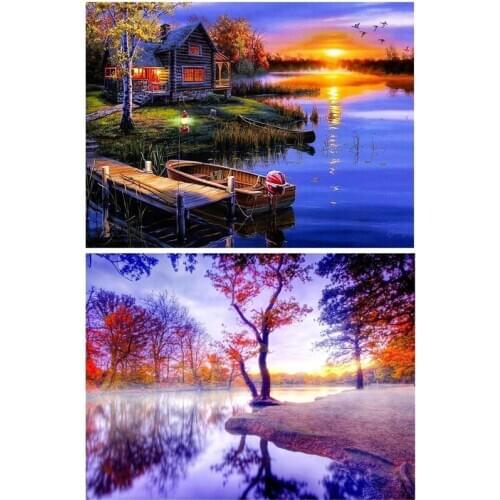 2 Pack Diy 5D Diamond Painting Kit Full Drill Painting Diamond Sticker Stitch Painting Sets Rhinestone Embroidery Set Cross Stit