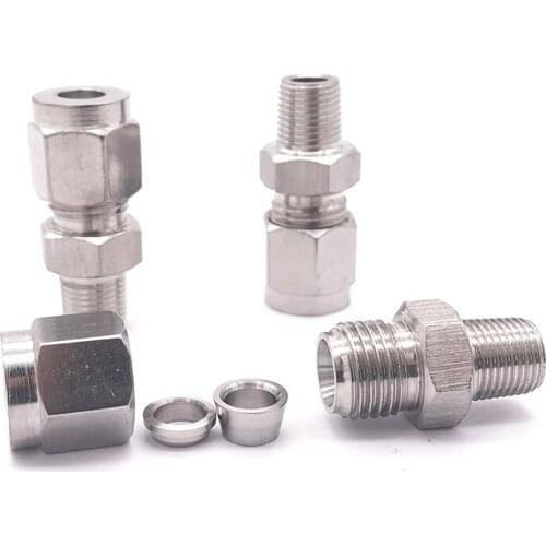 Stainless steel 1/8 1/4 3/8 1/2 G M Straight male thread 6 8 10 12mm hard tube fitting Direct terminal Card sleeve cap connector