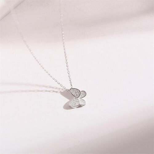 New Exquisite Flash Crystal Butterfly 925 Sterling Silver Jewelry Simple Temperament Personality Pendant Necklaces H491