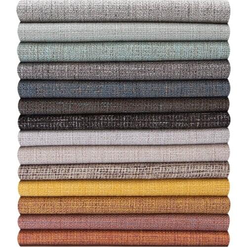 Solid Color Cross Stitch Linen Upholstery Home Decor Fabric for Curtains Sofa Covers Cushion Textile