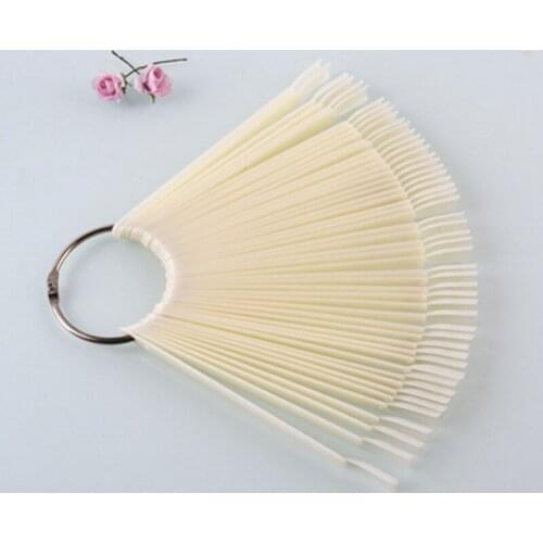 50pcs Clear Natural Nail Polish Display Fan chart New Salon DIY Design Practice Tips Display Palette Stick Tool