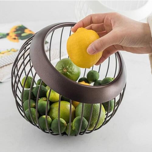 Wrought Iron Hollow Fruit Basket Kitchen Living Room Organization Home Drain Basket Minimalist Fruit Snack Storage Supplies