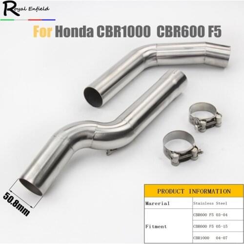 Slip-on for Honda CBR600 600RR F5 2005-2015 Motorcycle Exhaust Muffler Middle Link Pipe 51mm Stainless Steel Underseat Connector