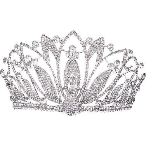 Bride Rhinestone Crown Bridal Tiaras Baroque Headband Wedding Headpiece Hair Accessories for Women -MX8
