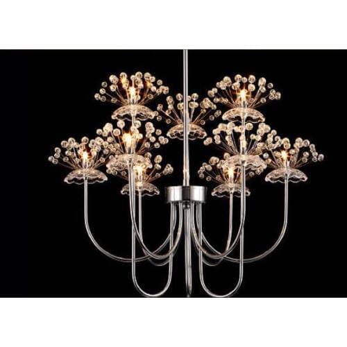 LED Pendant Light Contracted Creative Dandelion Crystal Droplight Sitting Room Atmosphere Retro Restaurant 110-220V Pendant Lamp