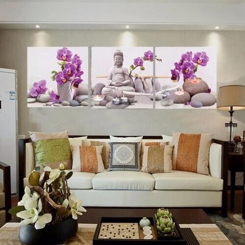 Triptych buddha Statue diy Diamond Painting Diamond Embroidery Full square round drilling 5d Mosaic kits candle zen ston WW188