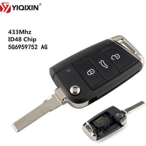 YIQIXIN Original 3 Button Flip Folding Remote Key For VW Volkswagen Golf 7 MK7 Lamando Key 433Mhz ID48 Chip 5G6959752AG