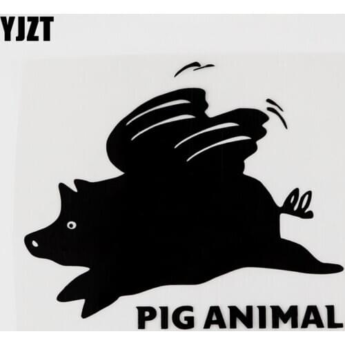 YJZT 13CMX10.9CM For Pig Animal Funny Vinyl Decal Car Sticker Black/Silver Car-styling 8C-0063