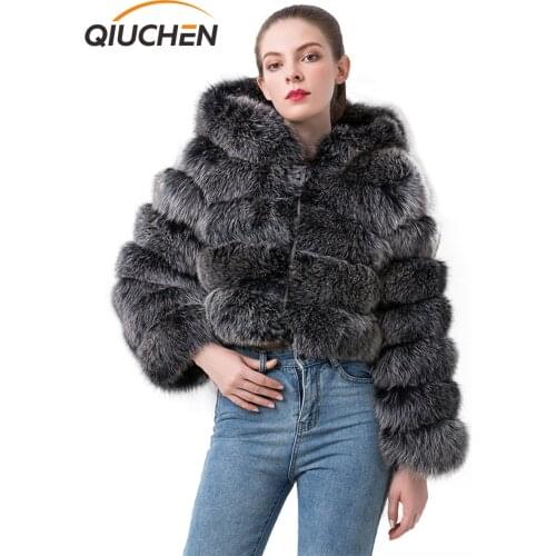 QIUCHEN PJ20076 new arrival hot sale real fox fur coat women winter fur jacket short coats hot sale natural fur jacket