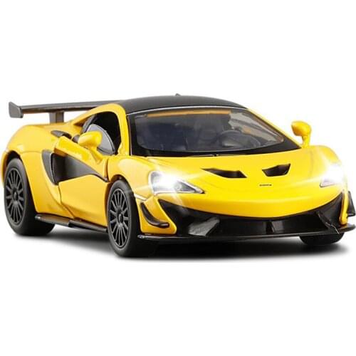 1/32 Alloy Diecast McLaren 570S Super Sports Car Model Toy Pull Back Door Open WIth Sound and Light Racing Toys Vehicle V215