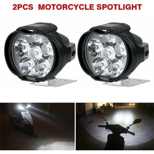 1 Pair 6 LED Headlight for Motorcycle Spotlights Lamp Vehicle 6LED Auxiliary Headlight Brightness Electric Car Light