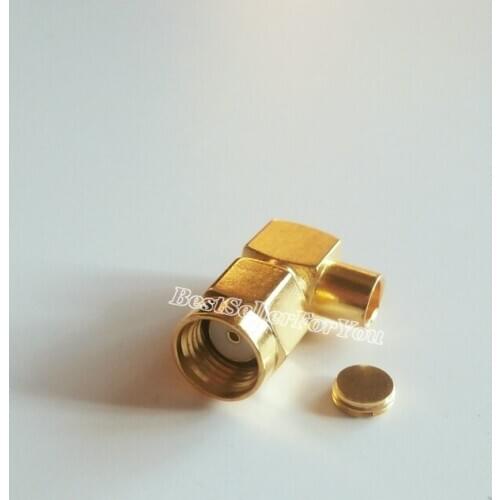 1Pcs RP-SMA Connector Male Right Angle 90 Degree Connector Female Pin For RG402 0.141" Semi Rigid Cable