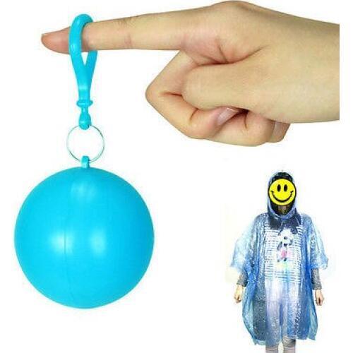 1 PC Portable Disposable Raincoat Ball Plastic Rainwear Travel Emergency Rain Poncho Disposable Keyring Ball