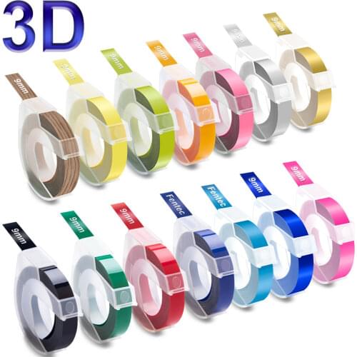 Absonic 6/9/12mm Mixed Color for Dymo 3D Plastic Embossing Label Tape For DYMO 1610 12695 1880 1540 Motex E101 E301 Label Maker