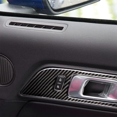 Carbon Fiber Interior Decoration Door Handles Frame Cover Trim for Ford Mustang Car Decal Stickers Accessories Brand New 2pcs